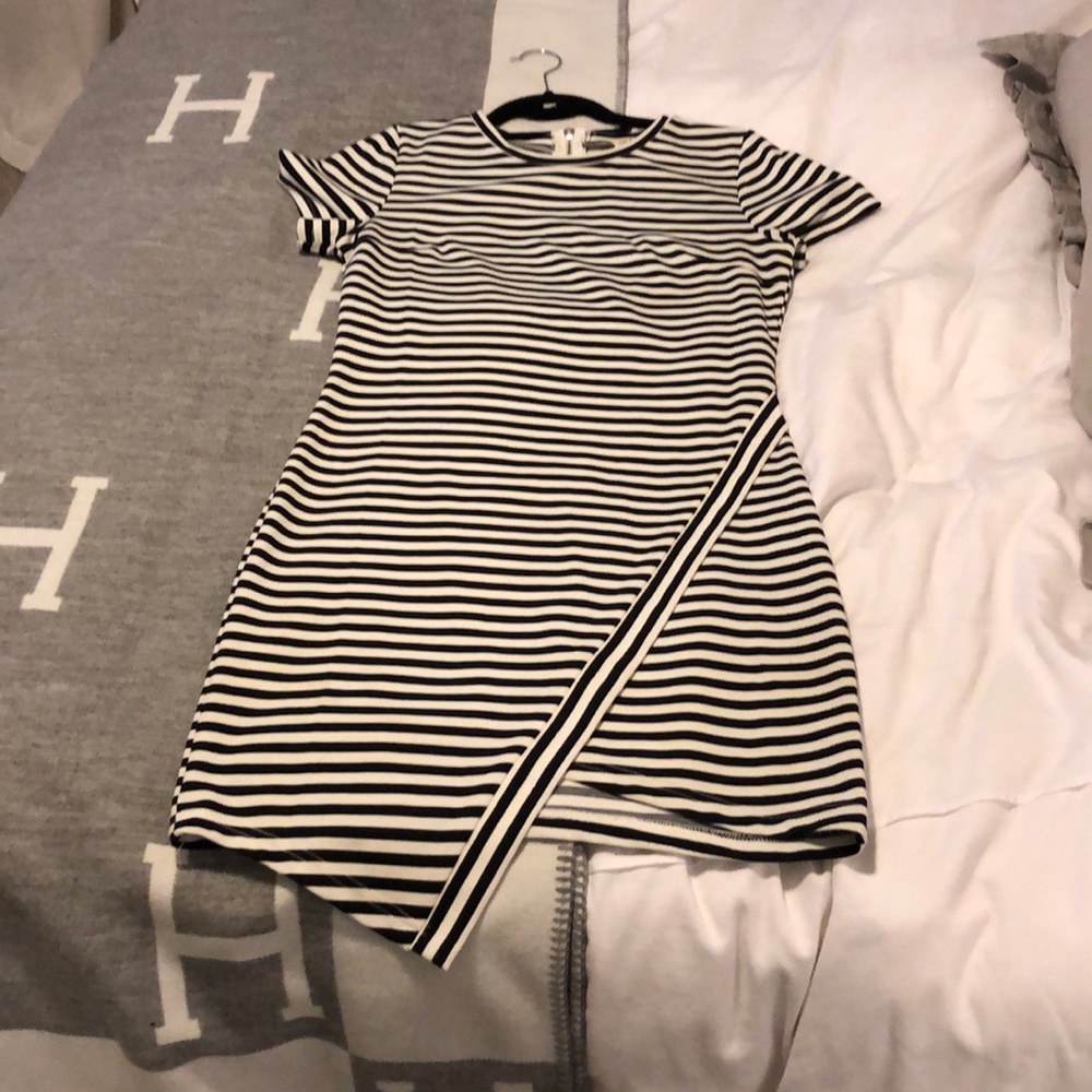 Striped asymmetrical dress